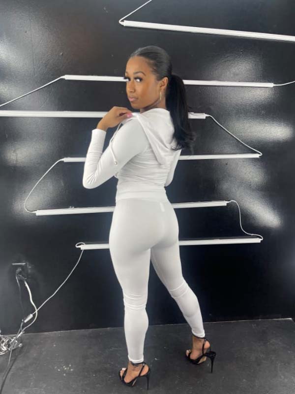 C-Nicole Outlet- Zip Up Front Hoodies And Leggings Set