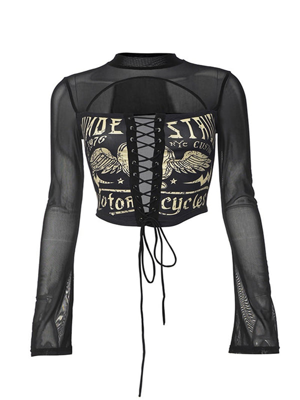 Mesh Sleeve Corset Shirt, Corset Top, Mesh Sleeve Blouse, Women's Fashion, Gothic Style Shirt, Elegant Corset Blouse, Statement Sleeve Top, Trendy Mesh Shirt, Edgy Fashion Piece, Victorian-inspired Top,