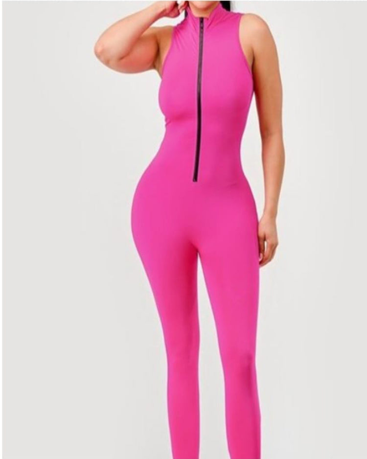 Mock neck zip up Jumpsuit