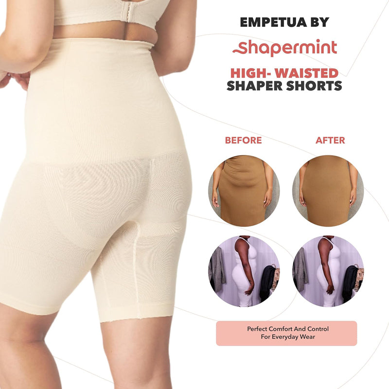 ShaperMint, High Waisted, Body Shaper Shorts, Shapewear, Women, Tummy Control, Thigh Slimming, Technology, Compression, Seamless, Breathable, Comfortable, Supportive, Slimming Effect, Seamless Design, Invisible Under Clothing, Firm Control, Smooth Silhouette, Waist Cincher, Body Contouring,